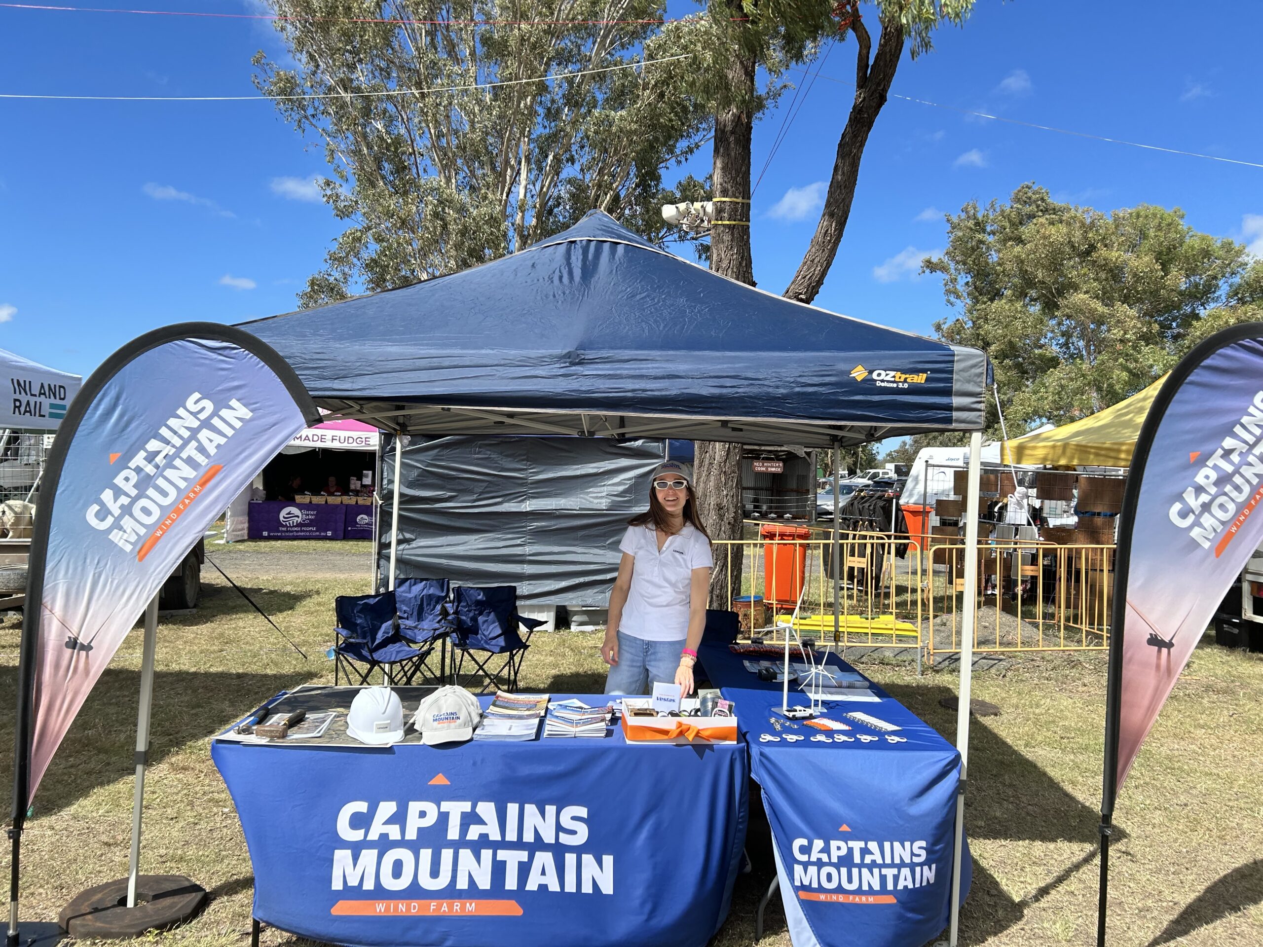 On 28 February 2026, the Captains Mountain Wind Farm team hosted an information booth at the Millmerran Show. We welcomed more than 35 visitors to our stand, including community members, local landholders, our project neighbours, government representatives, other renewable energy proponents, and emergency services personnel. It was enjoyable to see a mix of familiar faces and new visitors sharing a continued interest in the project and renewables in the area.